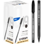 Bolígrafo Lapicero Deli Every Ball Point Pen 1.0 mm Negro, 50 Unidades
