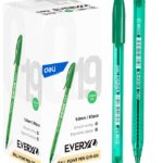 Bolígrafo Lapicero Deli Every Ball Point Pen 1.0 mm Verde, 50 Unidades